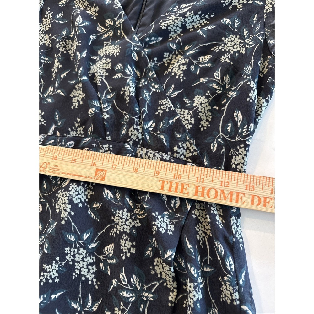 MADEWELL Maxi Dress Tulip Sleeve Sweet Blossom Floral Black Green Faux Wrap Sz 0 - Picture 10 of 10
